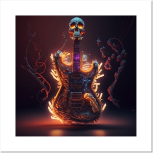 Magic electric guitar with skull Posters and Art